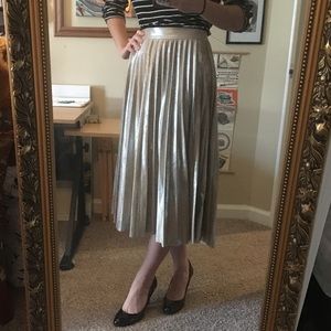 Zara Metallic Pleated Skirt